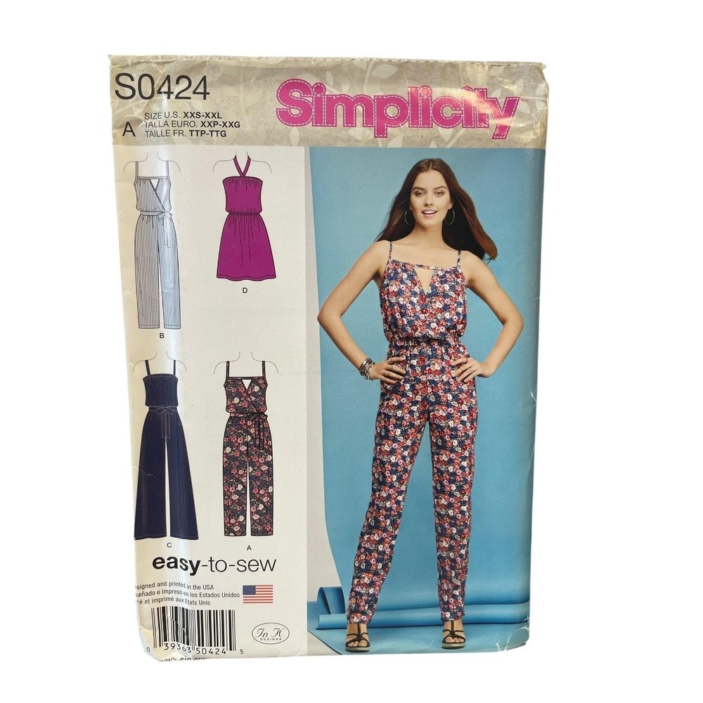 Simplicity Sewing Pattern Misses XXS-XXL Dress Jumpsuit Romper S0424 Uncut FF